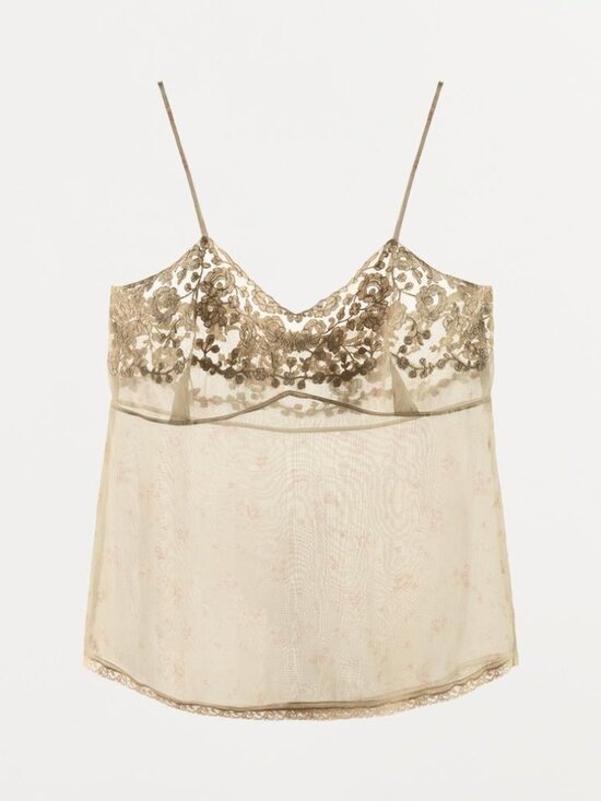 Zara Tops - Zara Embroidered Printed Organza Top Size Small NWT